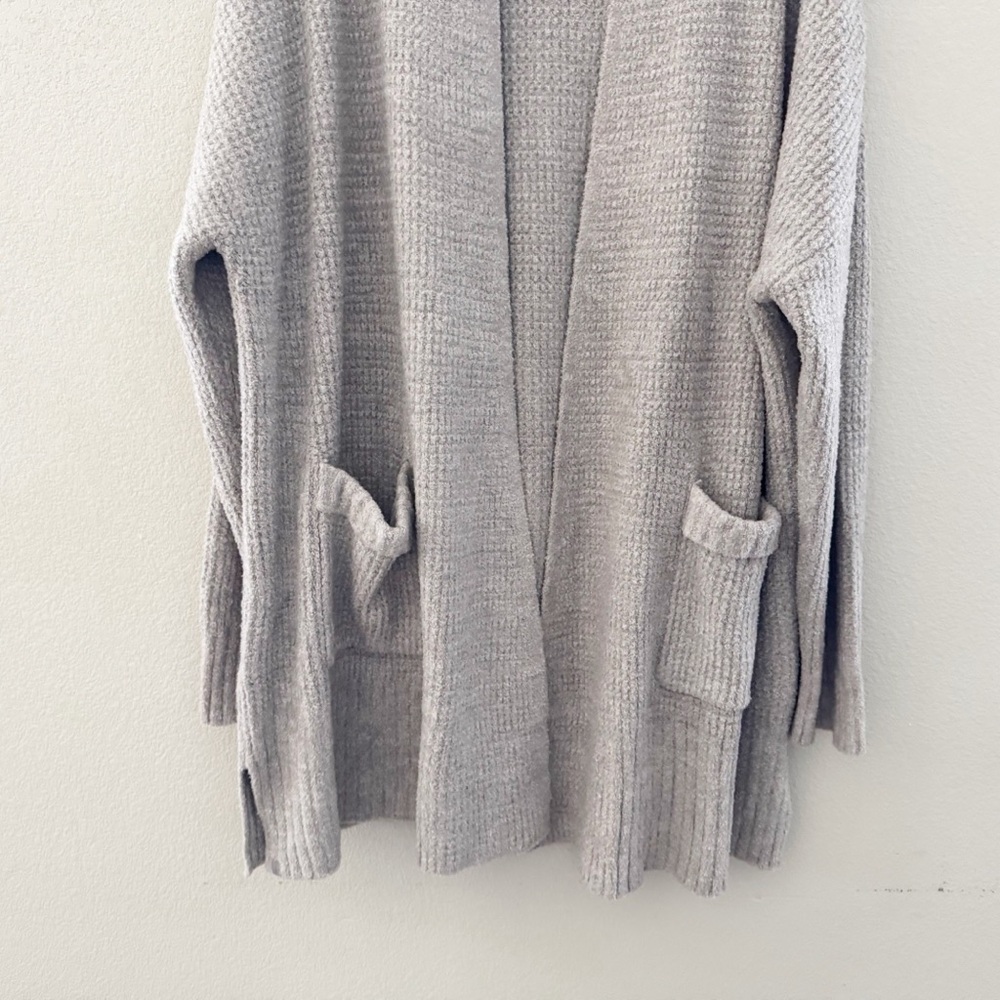 Barefoot Dreams CozyChic Lite Open Cardigan Sweater 3X Waffle Knit Gray Lounge - Picture 8 of 14
